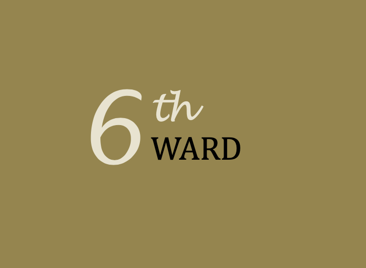 6th Ward written out in light green on a dark green background