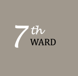 7th Ward written out in white and black on a dark gray background